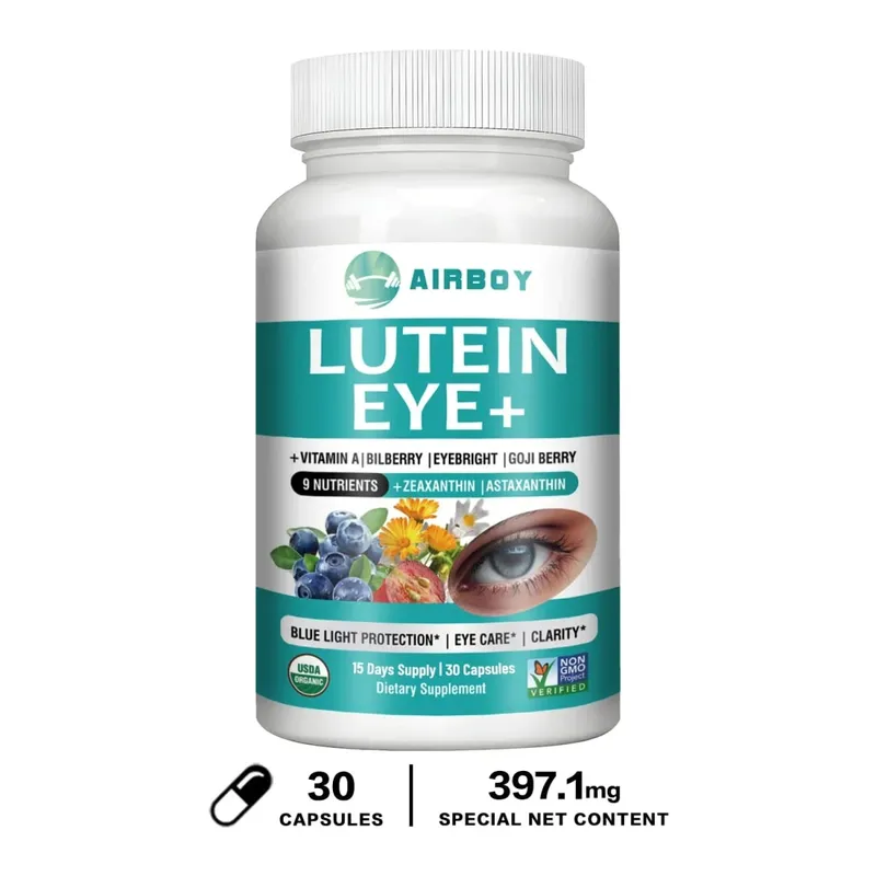 Integratore per occhi con luteina - Migliora l'edema oculare e migliora la salute della vista Allevia l'affaticamento degli occhi Astaxantina Vitamina A Mirtillo — image 8