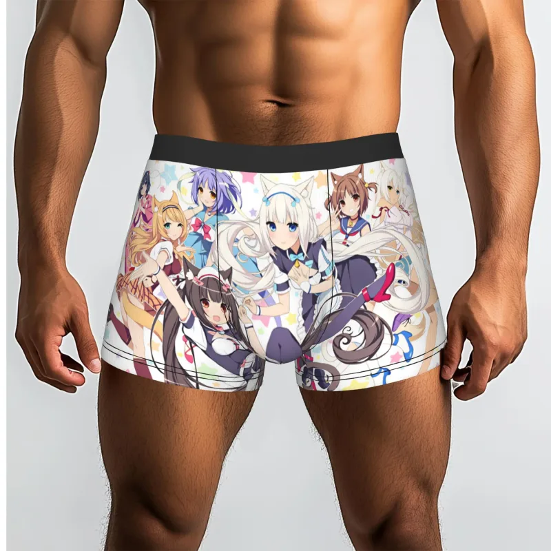Anime N-Nekopara Chocola Vanilla Underwear Men Printed Game Boxer Briefs Shorts Panties Soft Underpants