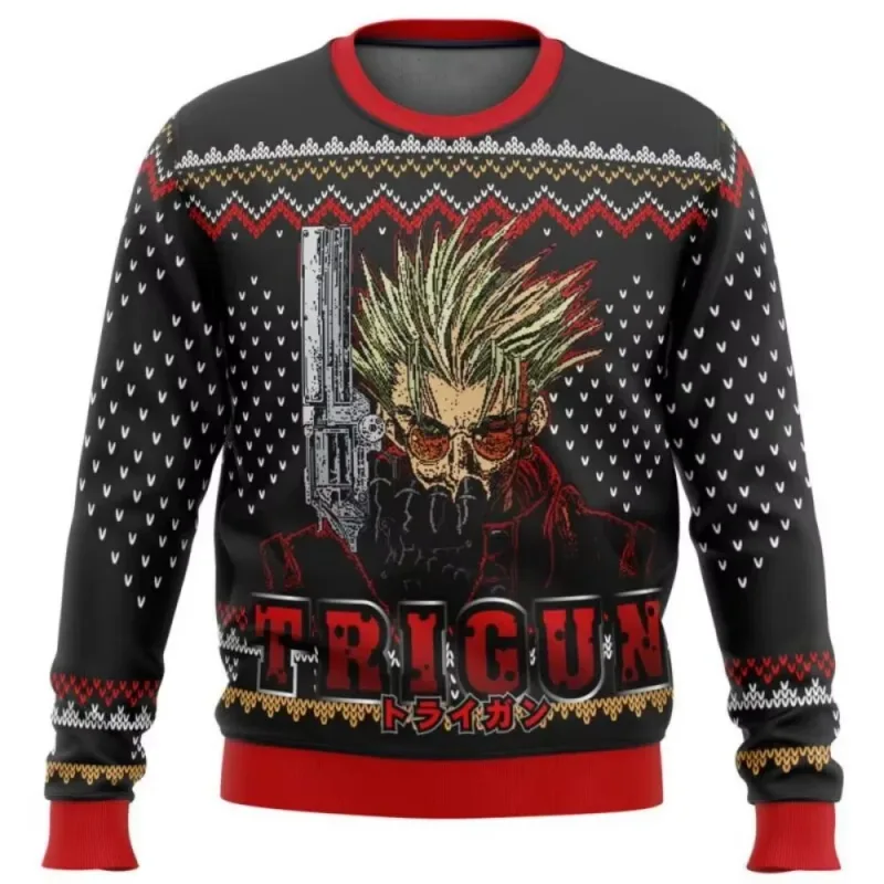 Natal papai noel dos desenhos animados anime graffiti retro inverno feio camisola 3dprint harajuku pulôver casual engraçado mang