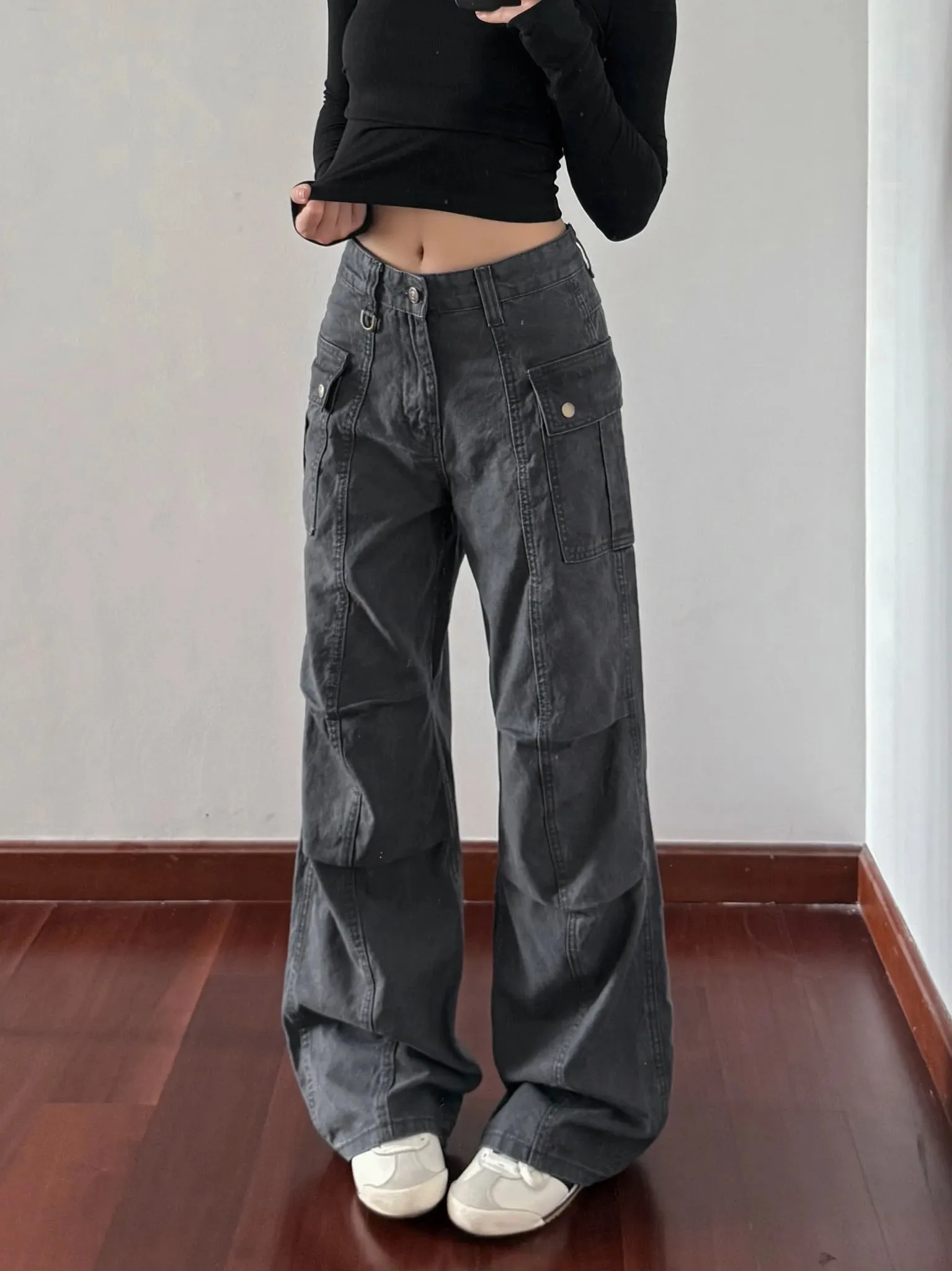 Retro American High Street Work Pants Light Beige Straight Leg Faded Casual Jeans Men Women High Waist Denim Fabric Wear Resi...