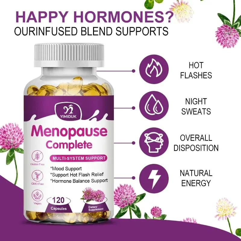 Buy 1 Get 1 Free! Menopause Complete Supplement for Hot Flash Relief Hormone Balance & Mood Soothes Joint Discomfort Vegan