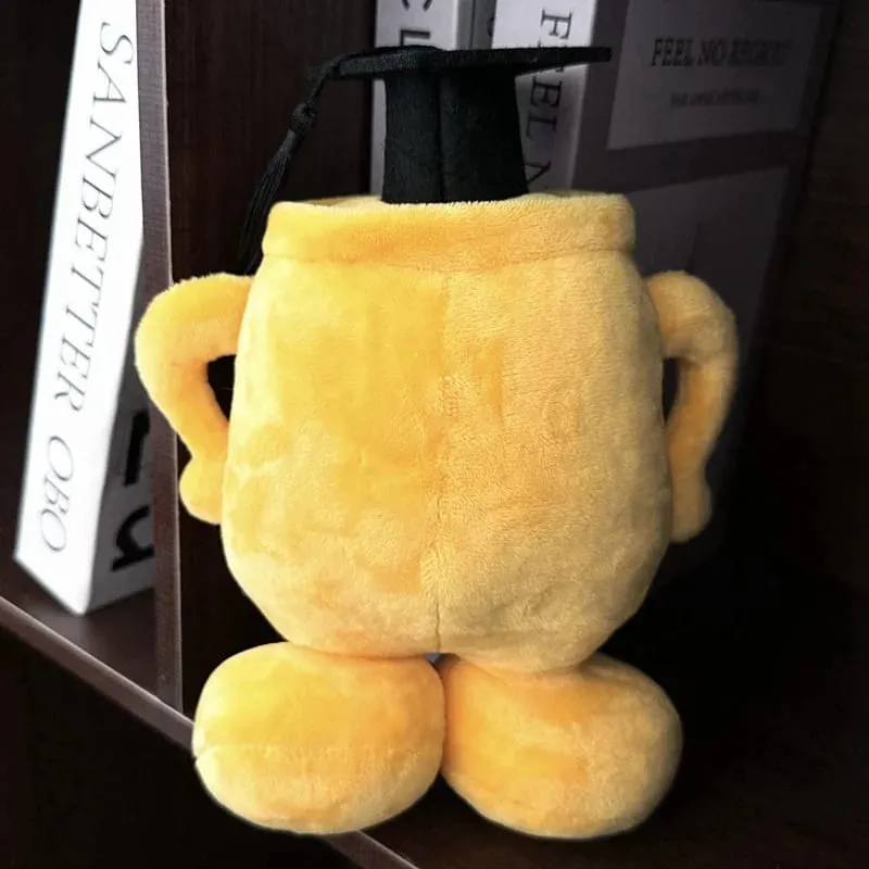 20cm Yellow Trophy Graduation Plush Toy Stuffed Showing a Photo University College Doctor Bachelor Souvenir Present