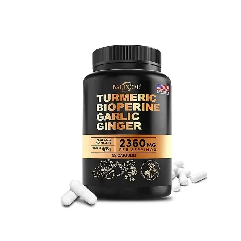 Cúrcuma - com bioperina alho gengibre - 95% curcuminóides Bom para alívio da dor Articulações imunológicas e antioxidante para saúde geral