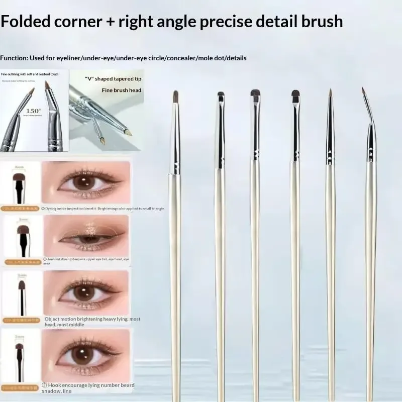 4/6Pcs Undereye Smudge Brushes Soft Eyeliner Brush Perfect Eye Makeup Tools Eye Detail Brushes Set Horse Hair Eyeshadow Brushes