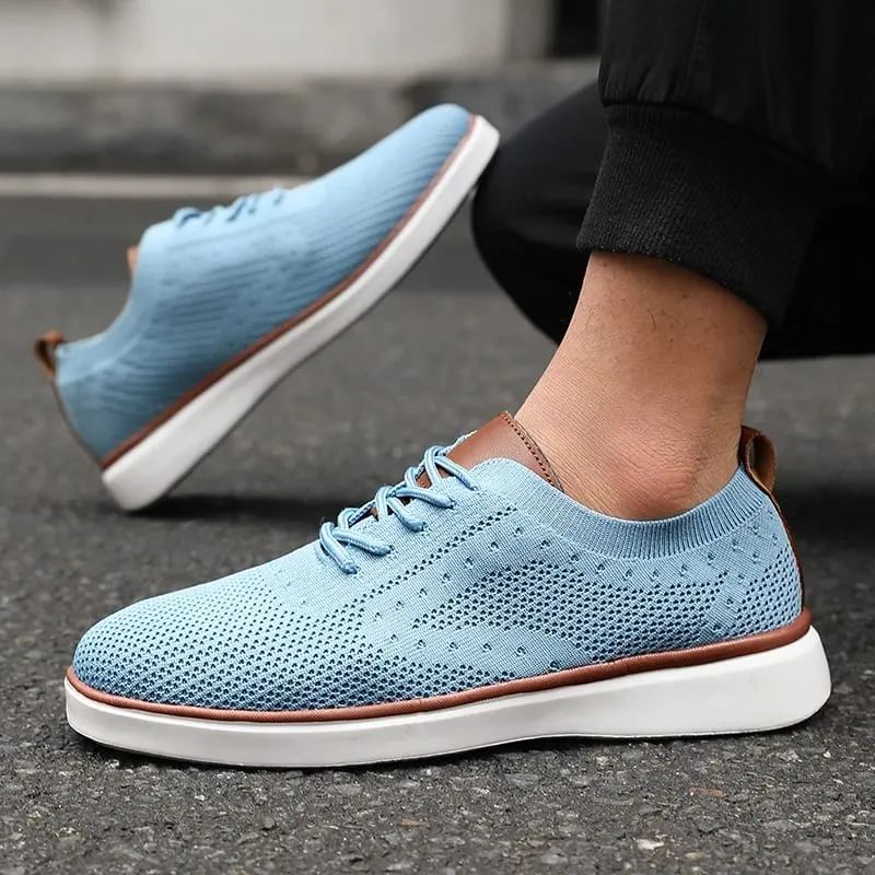 New Men's Knit Sneakers Lightweight Breathable Mesh Casual Shoes Non-Slip Soft Sole Fashion Daily Wear Comfortable Walking Shoes