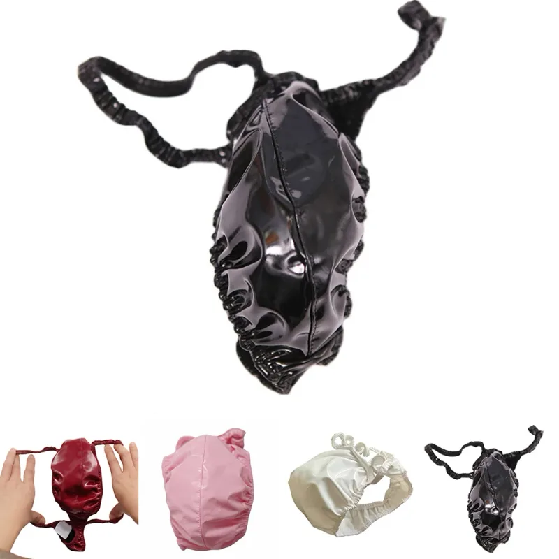 Latex leren strings voor mannen Zwart Heren G-string Glanzende afwerking PU Polyester Spandex 15 PU 72 Polyester 13 Spandex