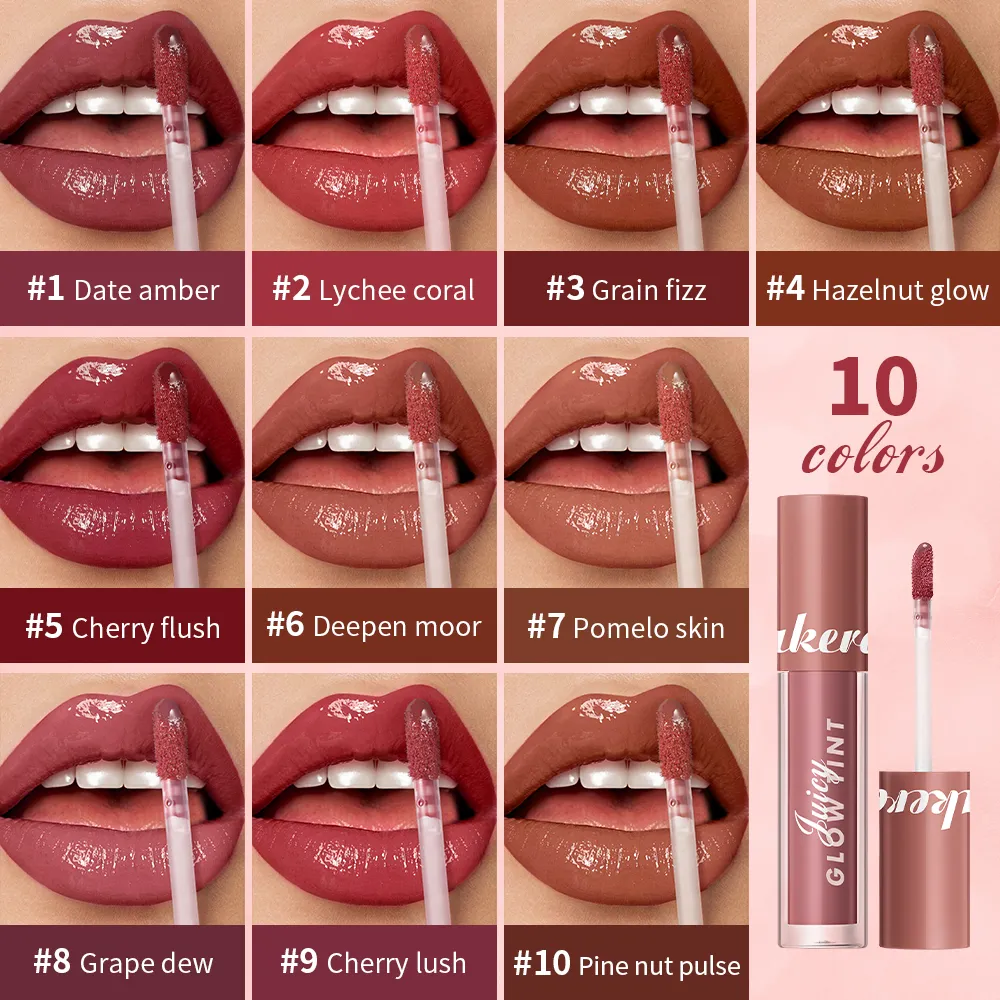 Juicy Glow Lip Tint Mirror Shine Lip Gloss Deep Hydrating Long-Lasting Dewy Moisturizing Non-Sticky High Shine Tinted Lip Makeup