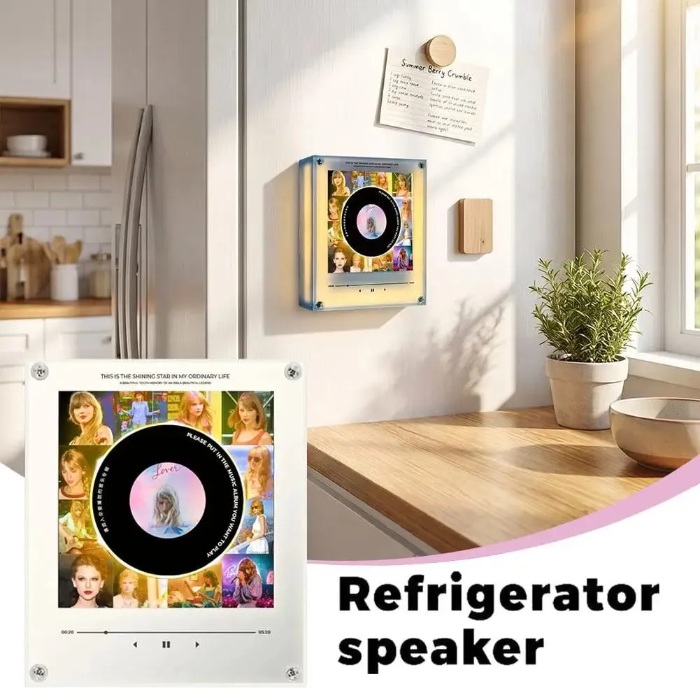 NFC Music Player Refrigerator Magnetic Sticker Acrylic Rotary Disc Machine Automatic Singing Song Players for Fridge Night Light