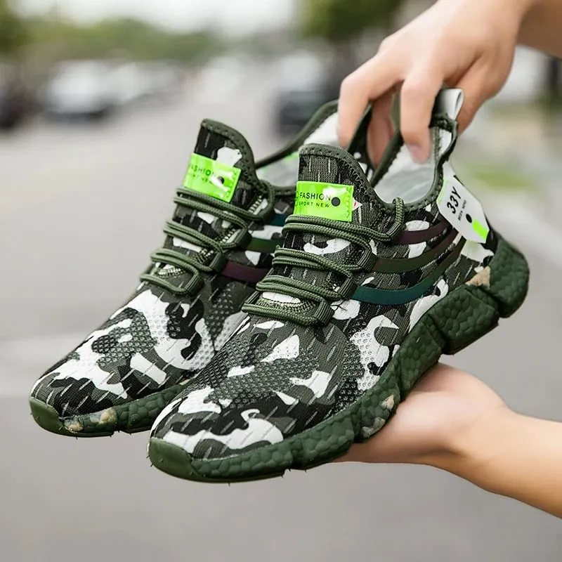 Men's Camouflage Green Sports Shoes Hiking Street Style Slip Outsole and Mesh Upper Series Urban Fashion Fitness Shoes 2025 — image 3