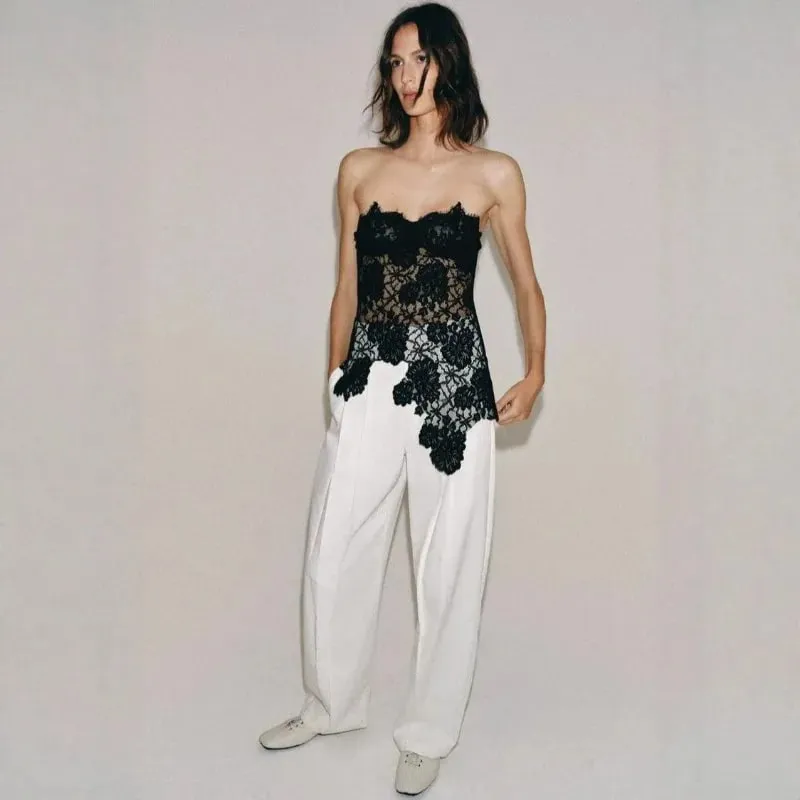 Y2k Sexy Tank Top Lace Splicing Sexy Cut-Out Backless Bodysuit Bodycon Camisole for Outerwear Openwork Corset Top T-shirt Trend — image 5