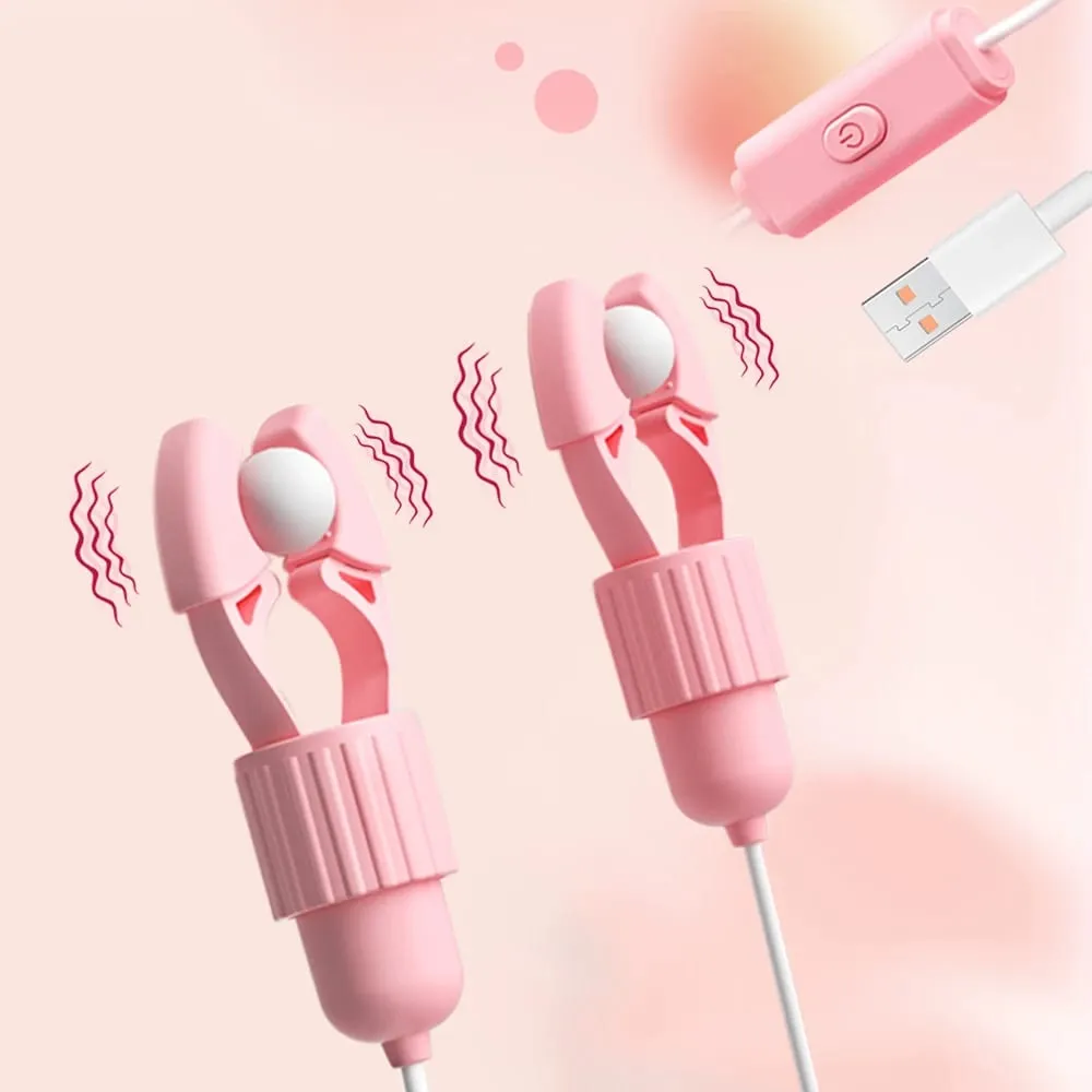 Nipple Clamps Vibrator Breast Massage Tongue Licking Sucking Vibrating Clit Stimulator Female Maturbator Adult Sex Toy For Women