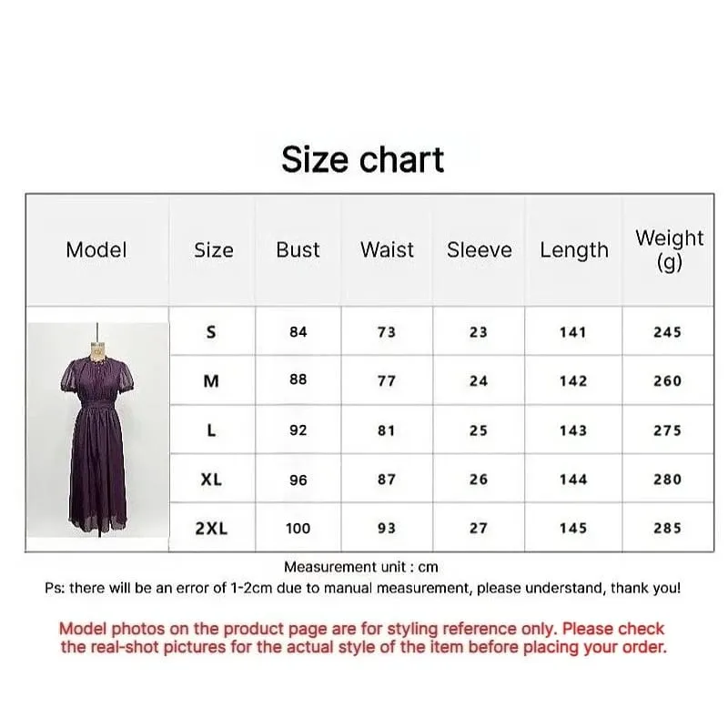 Elegant Chiffon Lace Trim Midi Dress Stand Collar Neck Puff Sleeve Cinched Waist Draped A Line Flowy Women's Casual Dresses