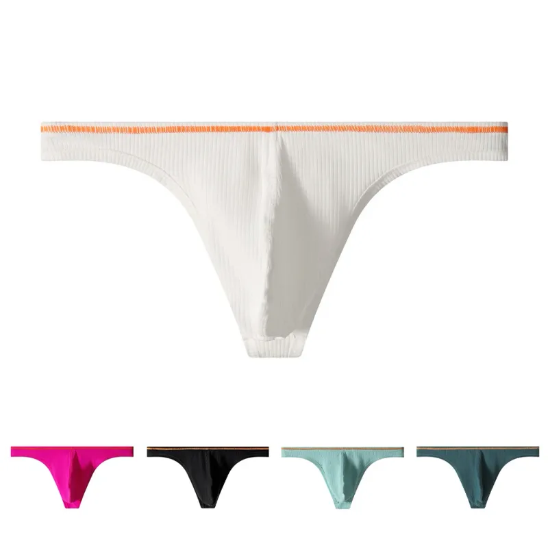 1pc Men Solid Thin Edge G-strings Sexy Thongs Elastic Low Rise U Convex Pouch Underwear Breathable Comfortable Panties