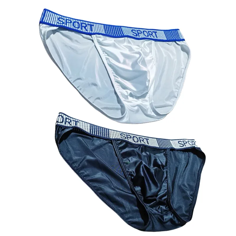 Cuecas masculinas com forquilha alta, cintura média, elástica, respirável, cueca convexa em u, roupa íntima masculina de seda gelada, shorts sedosos