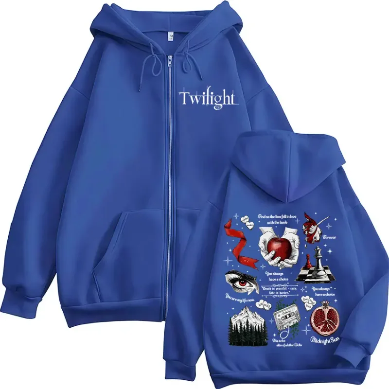 Twilight Vampire Wolf Romance Zipper Hoodies Edward Cullen Men's Women Clothing Fashion Casual Hip Hop Zip Up Hooded Sweatshirts — image 6