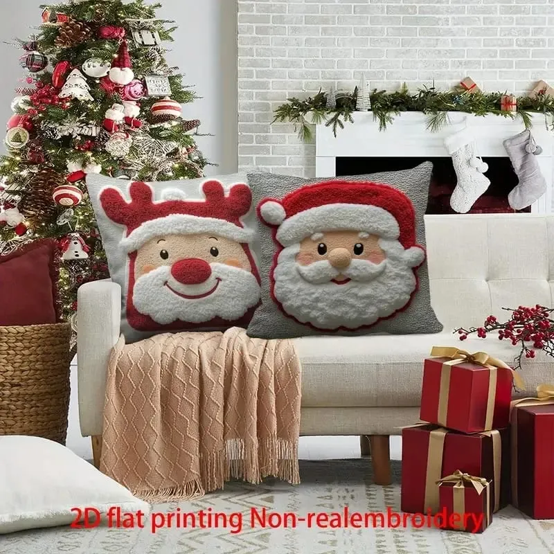 Christmas Character Cushion Cover Snowman Reindeer Digital Print on Stretch Fabric for Festive Home Decor — image 6