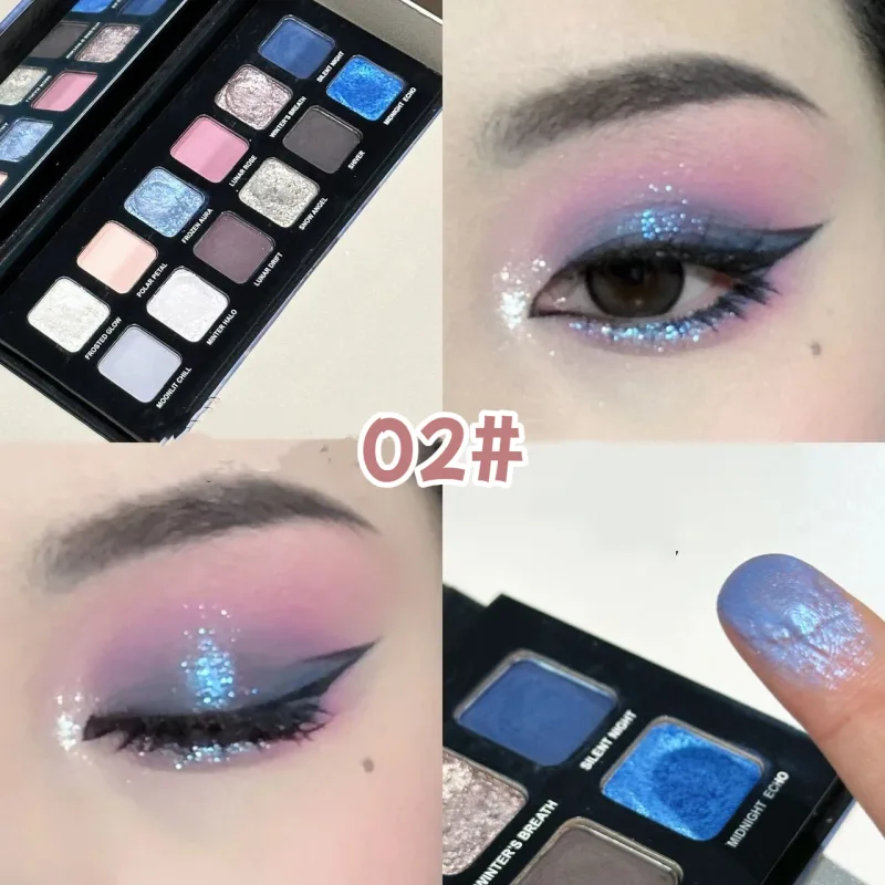 12 Colors Metallic Eyeshadow Palette Pearl Matte Sparkling Shimmer Blue Eye Shadow Highlighter Brighten Glitter Halloween Makeup — image 8