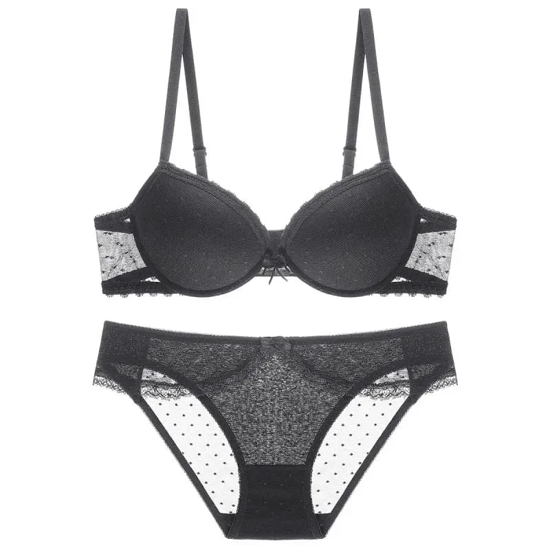 European and American Upper Support Top Thin Bottom Thick Cotton Cushion Steel Ring Push up Sexy Bra Lace Lingerie Bra Set — image 5