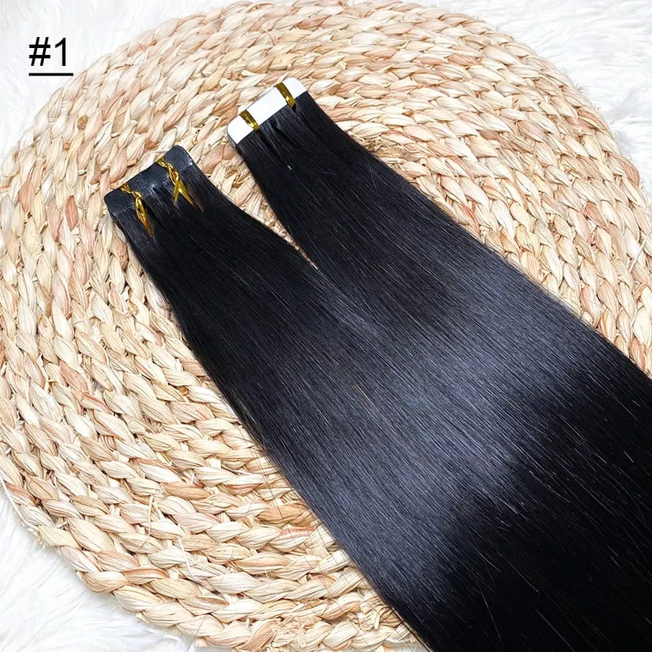 High Quality Tape Hair Extensions Full Ends Straight Hair 18-30 Inch Double Sided Adhesive Tape in Different Colors — image 13