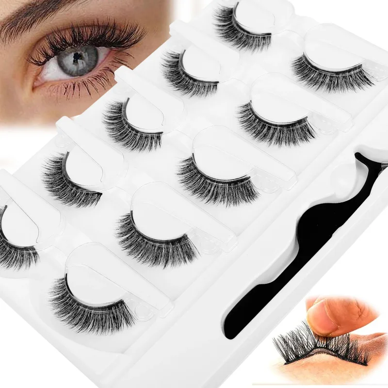 5 Pairs Glue-free Self-adhesive Eyelashes 3D Natural False Eyelash One Step Application Easy To Remove Eye Makeup Wholesale — image 6