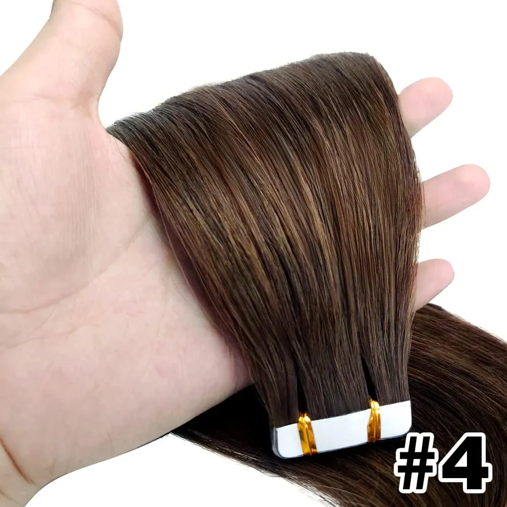 Tape Hair Extensions Machine Remy Seamless Skin Weft Adhesive 4x0.8cm Tape In Human Hair Natural Black Brown Blonde 20pcs 26inch