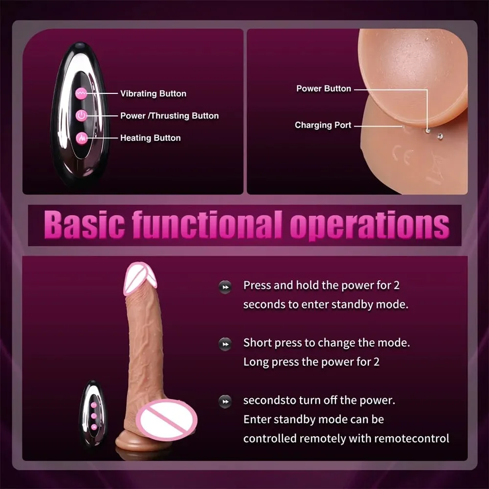 Realistic Vibrator Dildo Telescopic Heated Vibrating Female Vaginal Masturbator Anal Plug Penis Adult Sex Toys Adult Supplies 18