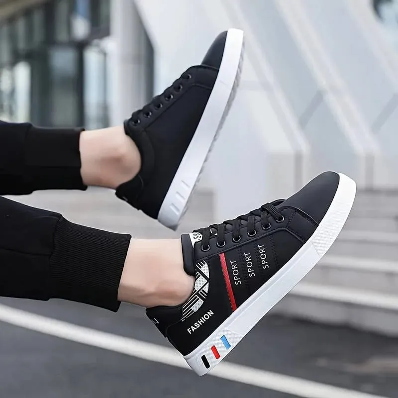 Men's Low-Top Skateboarding Sneakers - Breathable Synthetic Upper Durable Pvc Sole Round Toe Design Suitable for Casual and Formal Wear Skateboard Shoes Casual Shoes Stylish Lace-Up Design Equipped with Comfortable Fabric Insoles.