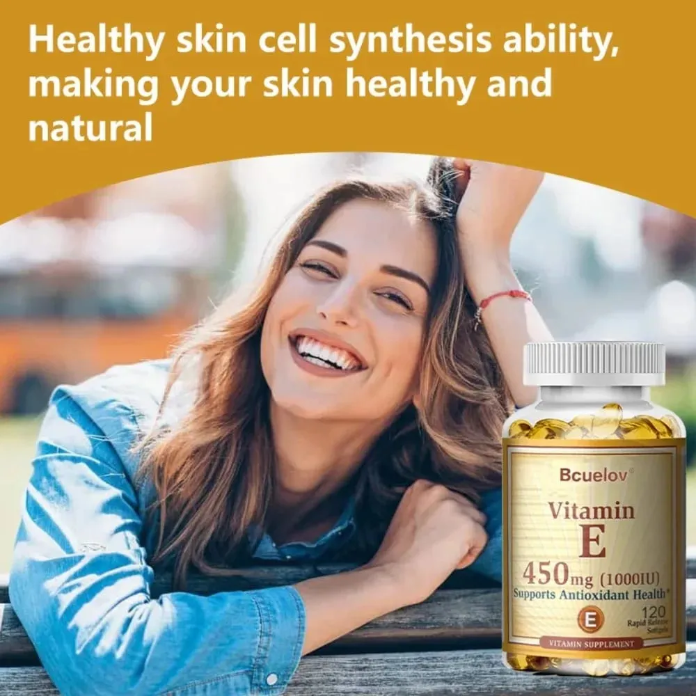 Vitamin E 1000IU Capsules - Supports Skin Cardiovascular Health Boosts Immunity Anti-aging Skin Health