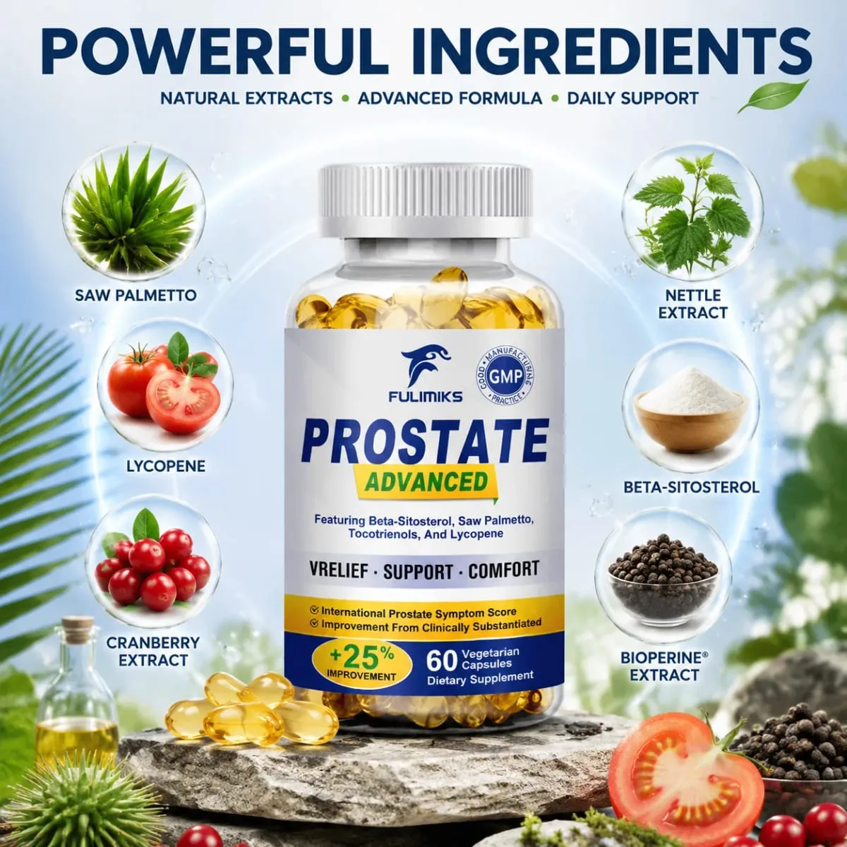 Advanced Saw Palmetto Capsules for Men Support Hair Bladder Urinary Tract & Prostate Health Reducing Nighttime Bathroom Trips — image 4