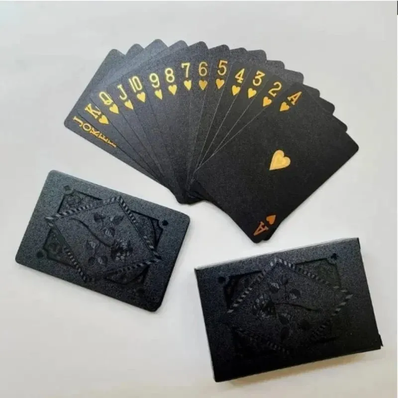 1 Pcs Color Black Gold Playing Card Game Card Group Waterproof Poker Suit Magic Dmagic Package Board Game Gift Collection