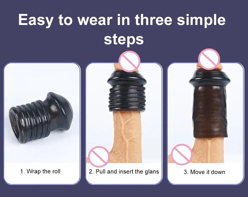 HOT! Reusable Penis Sleeve Glans Penis Enlarger Extender Delay Ejaculation Anal Butt Plug Adult Sex Toys For Men Couples Sexshop