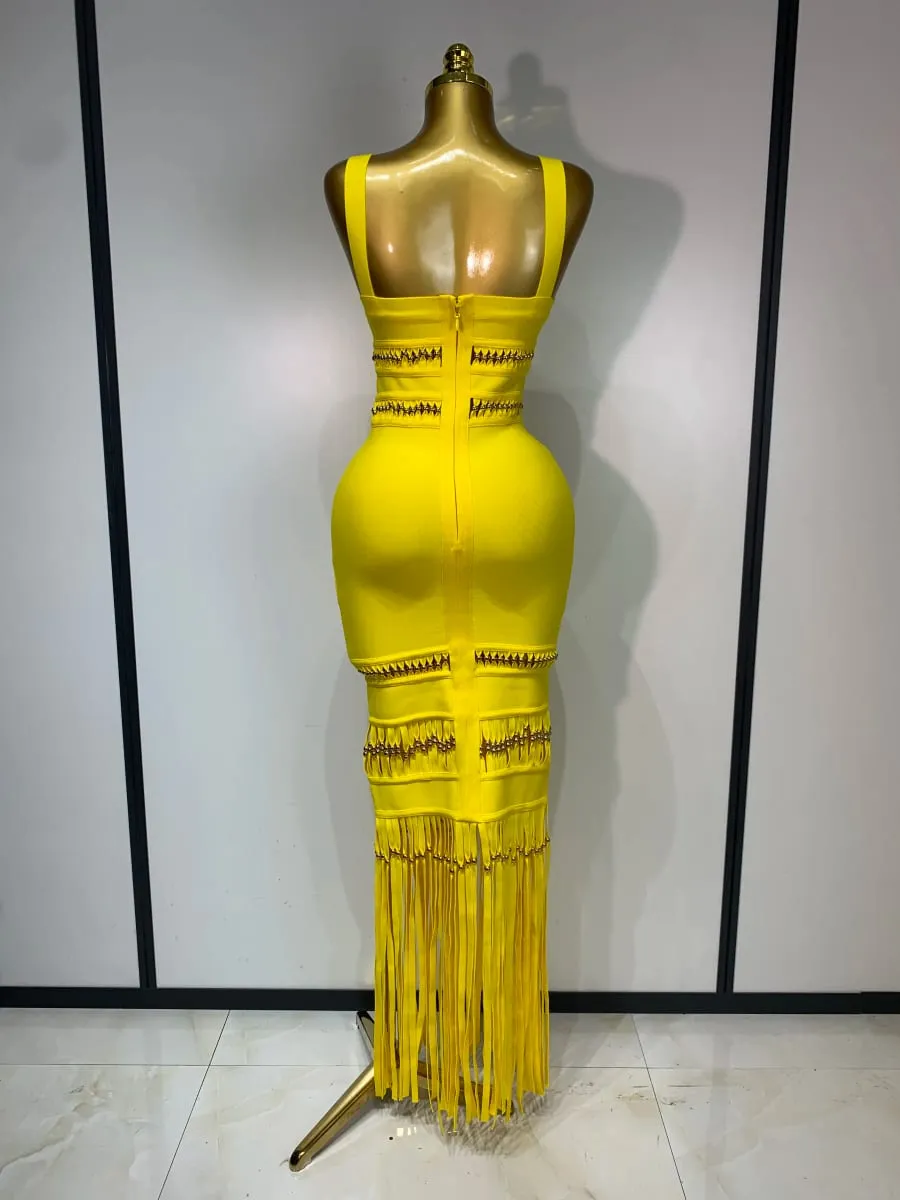 Kvinder Ærmeløs Sexet Firkantet Krave kvast Bodycon Bandage Kjole Berømthed Elegant Aftenfest Højkvalitets fødselsdagskjole