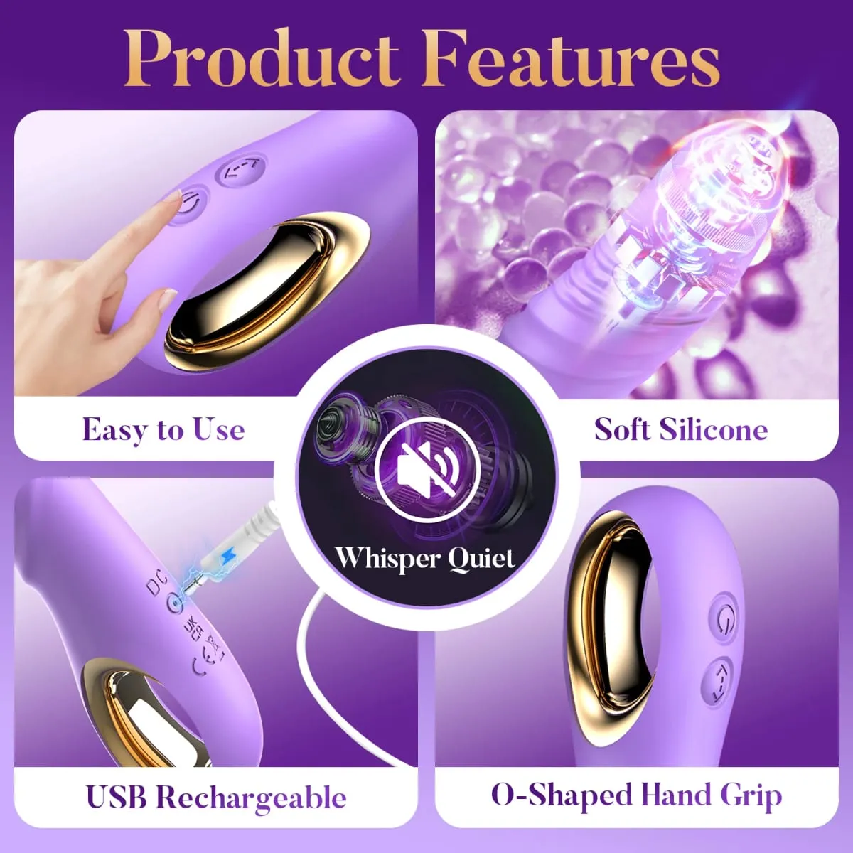 Rabbit Thrusting G Spot Vibrator Anal Dildo with 10 Vibrating Thrusting Liquid Silicone Vaginal Massage Adult Sex Toys for Women