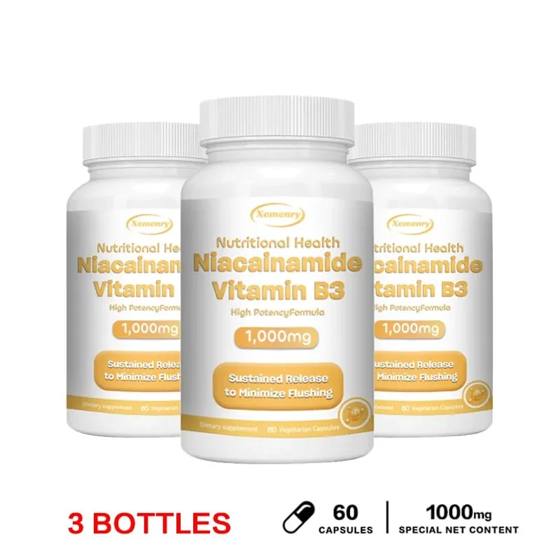 Niacinamide Vitamin B3 Capsules - Supports Brain Function and Heart Health Boosts Energy Production and Enhances Immunity