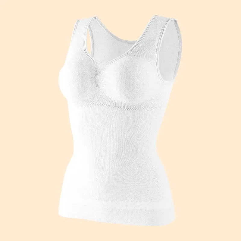 Women Tummy Control Shapewear Classic 2-IN-1 With Padded Bra High Elastic Vest Body Shaper Up Lift Corset Cami Tank Tops 3Colors
