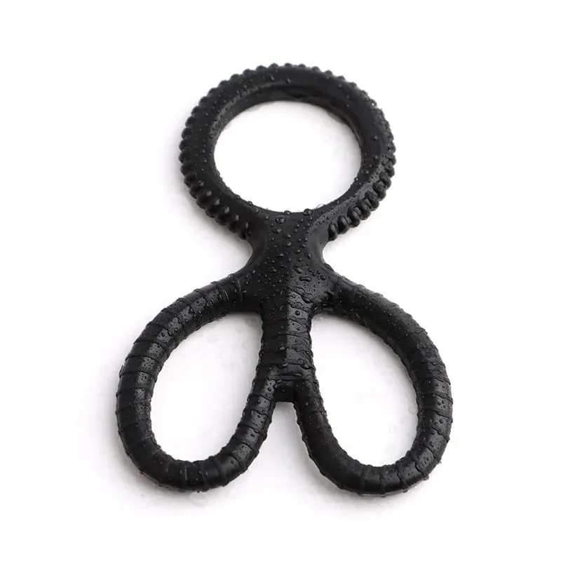 Super Soft Silicone Penis Ring Delay Ejaculation Ball Scrotum Stretcher Triple Cock Ring Cockring BDSM Sex Toys for Men
