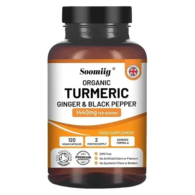 Organic Turmeric Ginger & Black Pepper Capsules Supports Joint Health Cushioning Digestive & Immune & Balances blood sugar — image 8