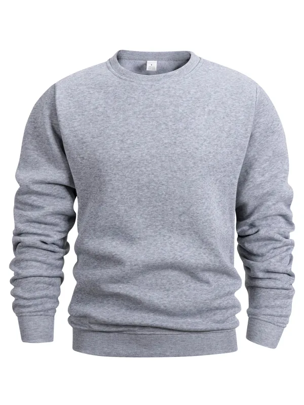 Men's Crew Neck Pullover Solid Color Large Sweatshirts Spring Autumn Outdoor Jogging Tops Men Casual Hoodies Streetwear