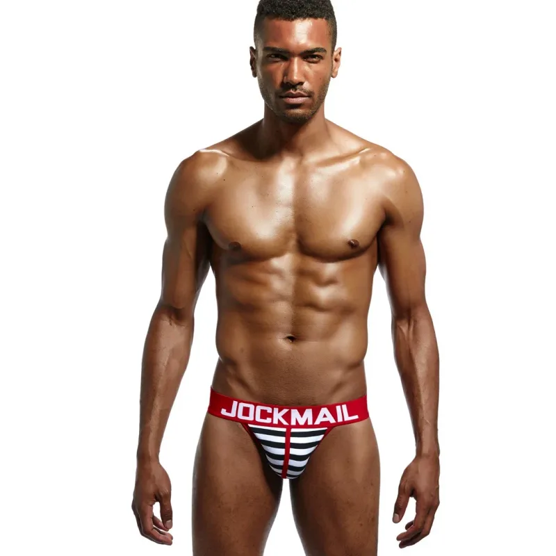Quần Đùi Nam Cổ Cao Jockmail Cotton, Quần Lót Sọc Cho Nam, Mềm Mại Và Thoải Mái, Gay Cueca