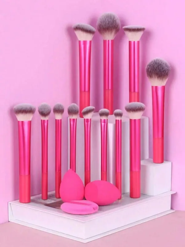 15Pcs Makeup Brushes Set Soft Face Eye Cosmetic Brushes With Beauty Sponge Powder Puff Complete Makeup Tool Kit