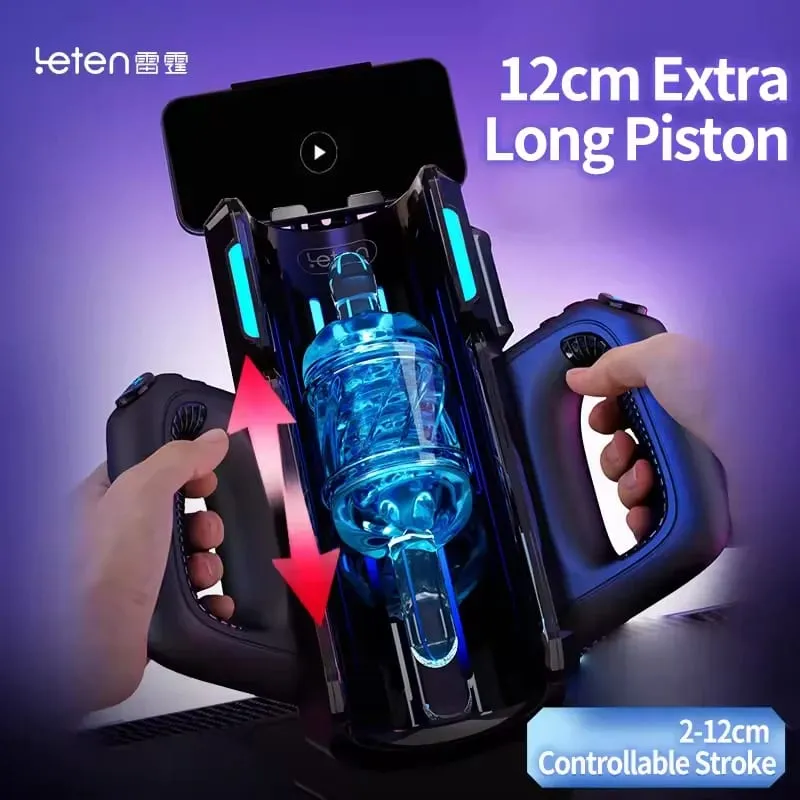 Leten ידיות כפולות מכונת מין חזקה חשמלית דחיפה זכר אונן צעצועים למבוגרים 2 שרוול רך קול פין מאמן צעצוע מין — image 2