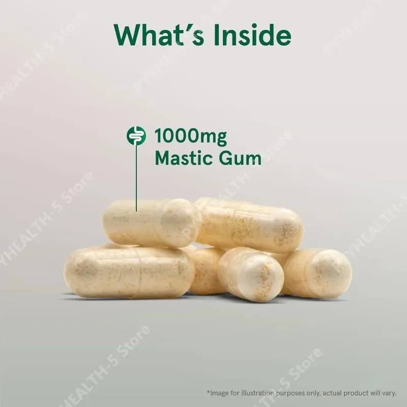 Mastic Gum 1000 mg 60 Veggie Caps Digestive Tract Support for Stomach and Duodenal Health 30 Servings Dietary Supplement