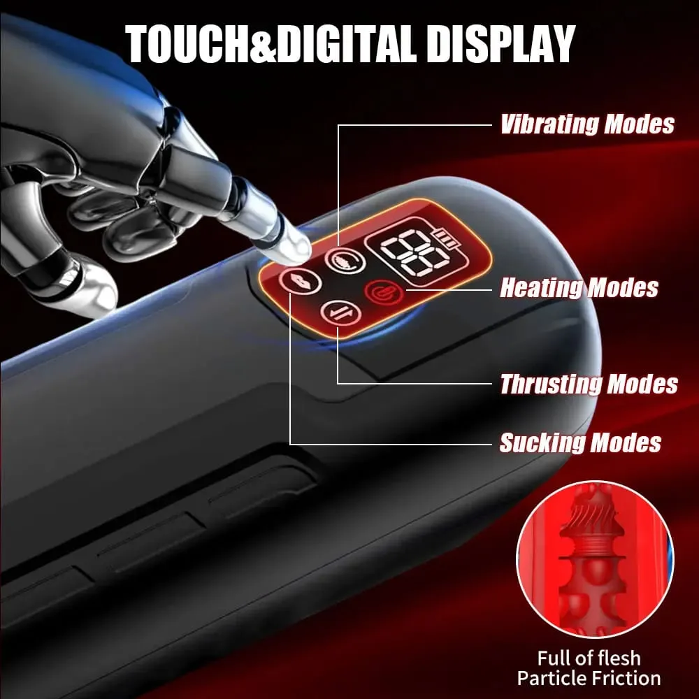Male Masturbator Penis Pump with 9 Sucking Thrusting Heating Modes Stroker Blowiob Machine LCD Display Adult Sex Toy for Men