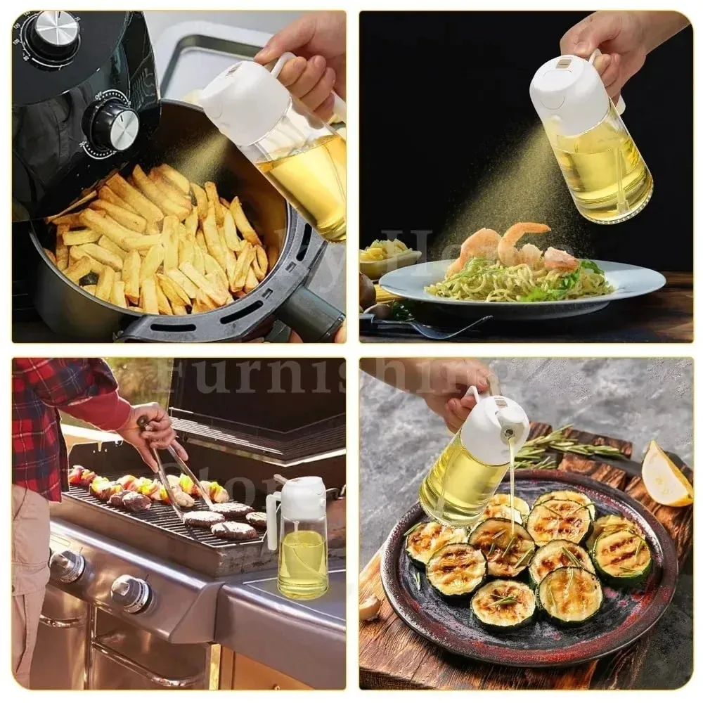 500ML 2-in-1 Dual Use Plastic Olive Oil Sprayer Dispenser Spray Pour Bottle Vinegar Mister Air Fryer BBQ Salad Kitchen Tools — image 6