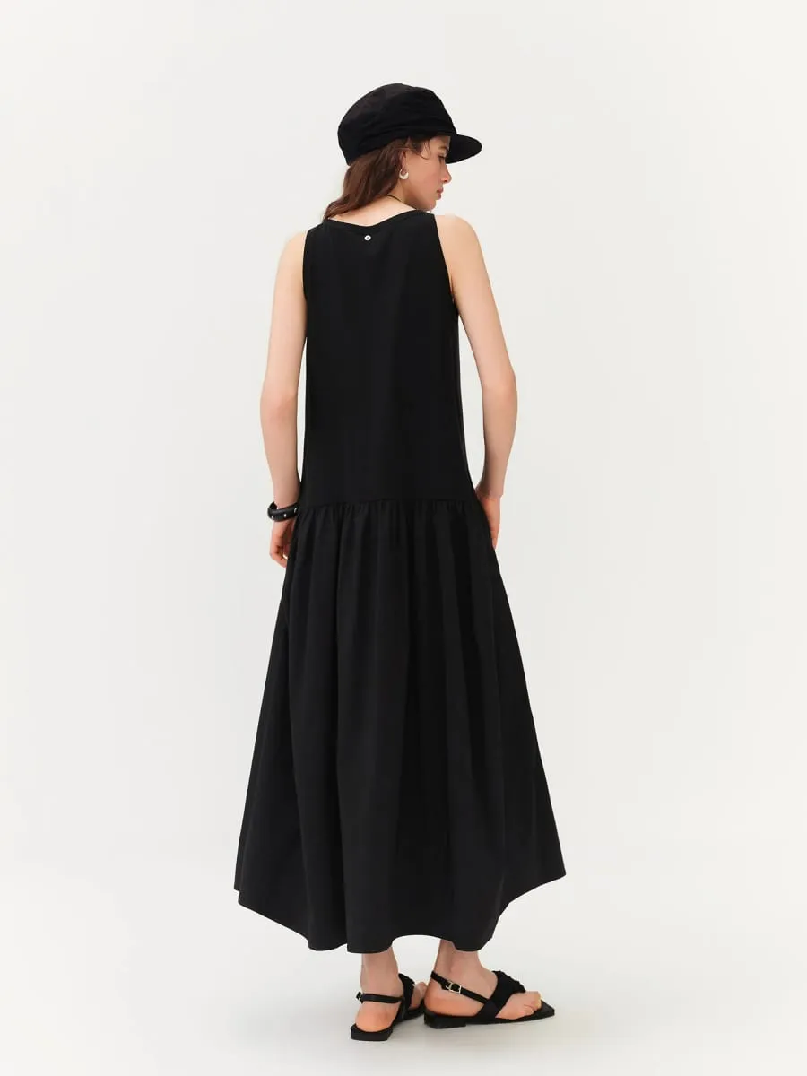 Women's Minimalist Commute Sleeveless Crew Neck Slim Fit Tank Dress 2026 Summer New Arrival Elegant Black Long Daily Dress — image 5