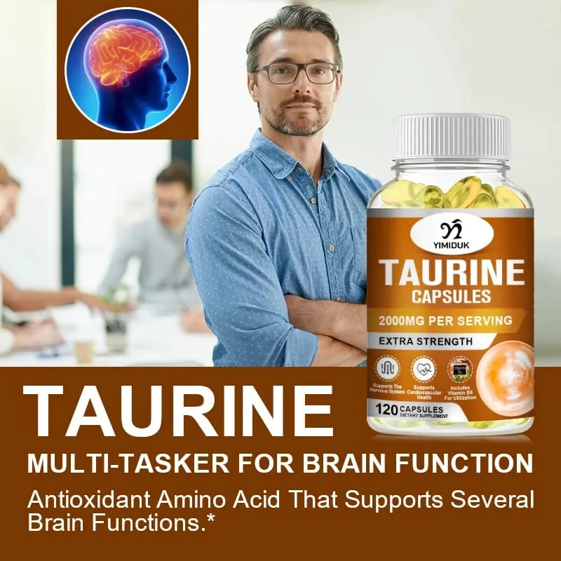 Buy 1 Get 1 Free! Premium Taurine Supplement for Focus & Exercise Boosts Endurance Reduces Fatigue & Cardiovascular Function