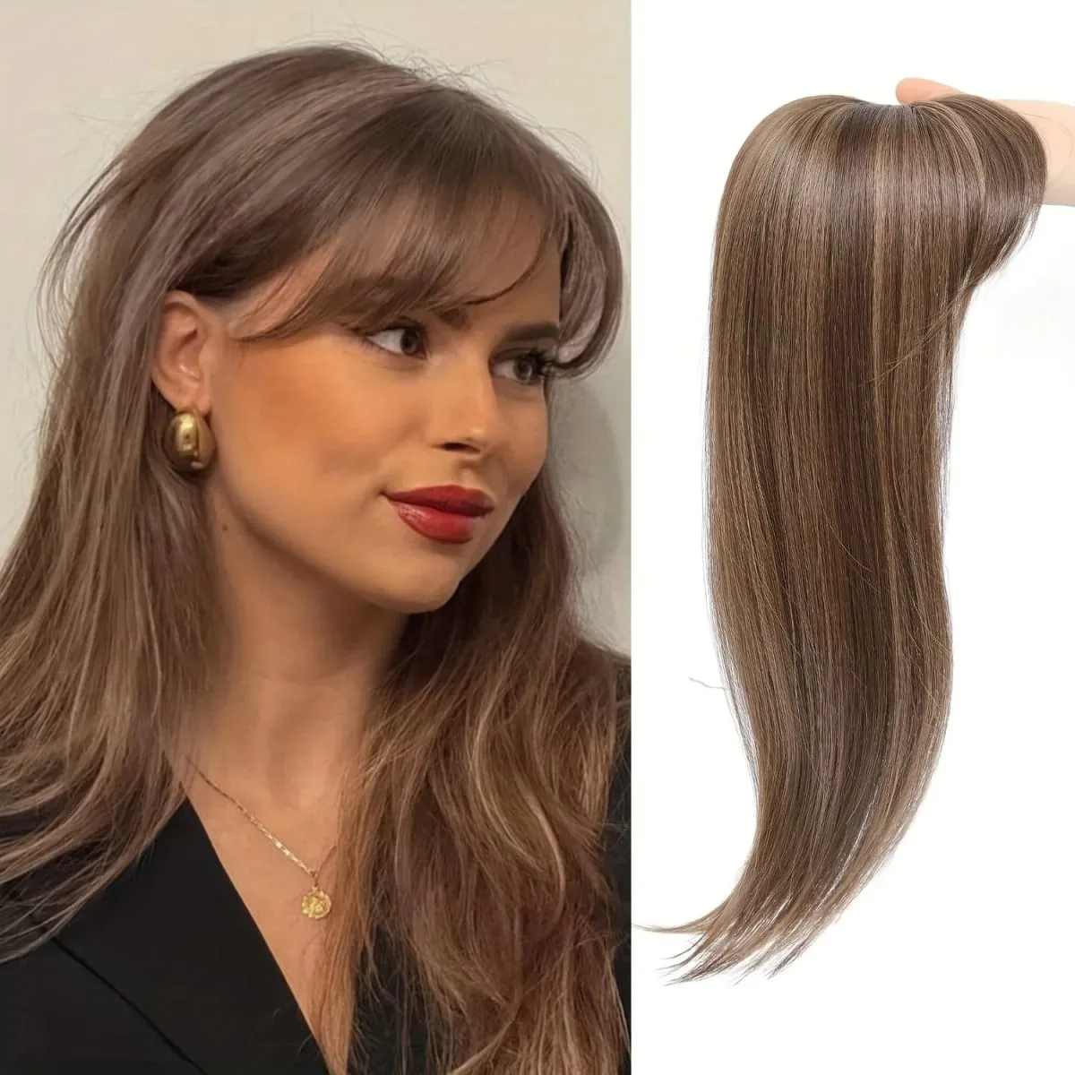 Synthetic Striaght Hair Toppers with Bangs for Women Natural Hairpieces Adding Hair Volume Topper Hair Extensions 18''/10'' — image 10