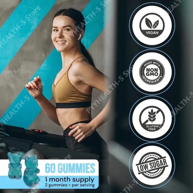 Creatine Gummies Vegan Bukan GMO Tanpa Gluten Organik Rendah Gula Menyokong Prestasi Olahraga untuk Dewasa Uniseks 60 Kiraan — image 2