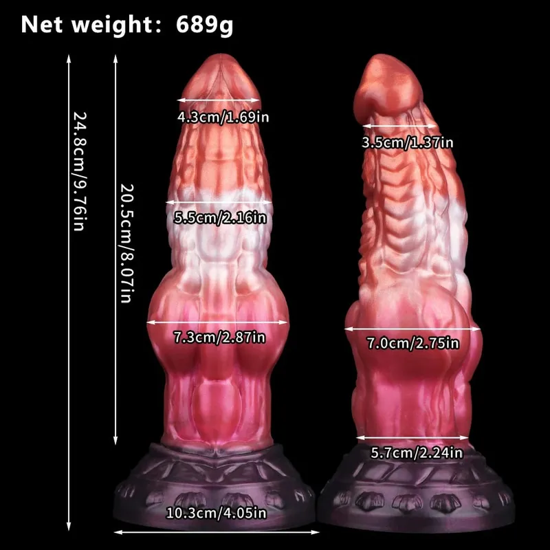 Double Layer Silicone Fantasy Dog Knot Dildo Blue Butt Plug with Sucker Anal Dilator Masturbate Sex toy for Adult 18+