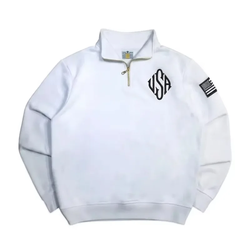 Y2K Retro Quarterzip Pullover Hoodie Embroidery Sweatshirt American Vintage Old Money Casual Streetwear Unisex Oversized Coat — image 7